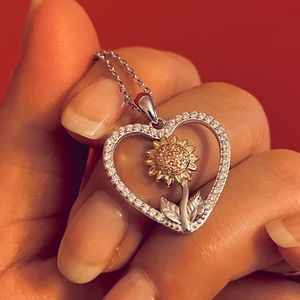 Sunflower sterling silver/Swarovski necklace